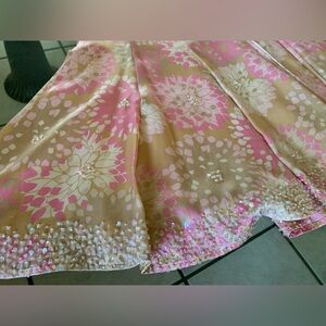 Lafayette 148 100% Silk 2 PC Floral Button up & Skirt Set